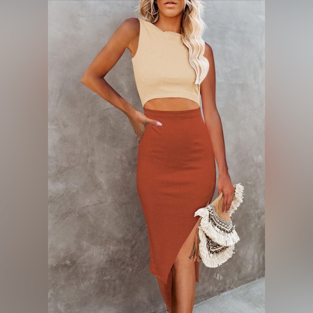 Women's Cutout Side Slit Bodycon Midi Dress